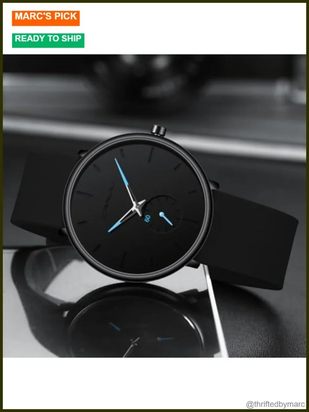 Ultra Thin Quartz Wristwatch with Silicone Band, Water Resistant, Unisex